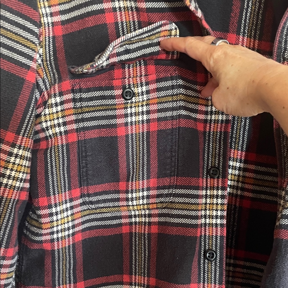 Filson Red Black White Yellow Plaid Button-Down lumberjack 100% cotton SOFT - Picture 13 of 15